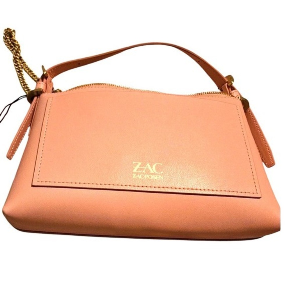 Zac by Zac Posen Leather Convertible Crossbody Bag Pink Peach Gold Chain/Strap